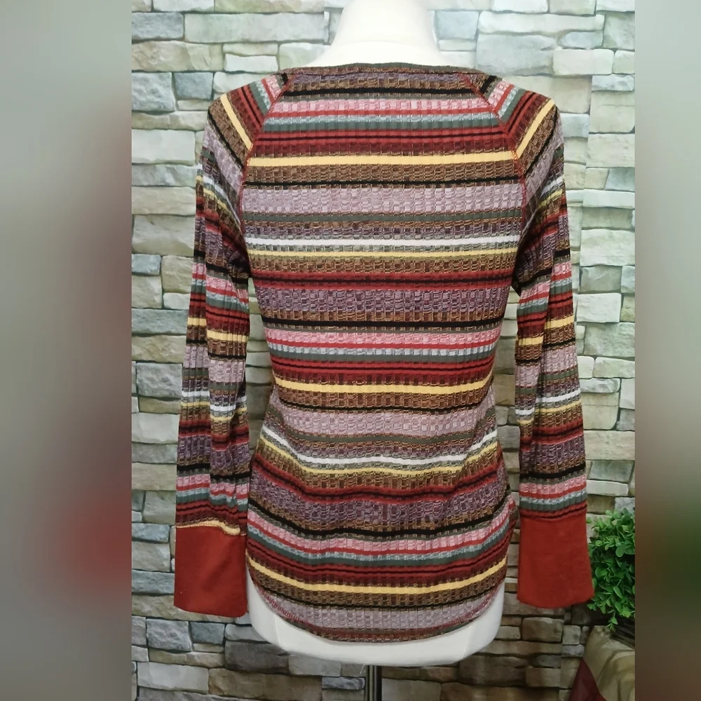 No Boundaries XL(15/17)Multicolor Striped Thermal Top Cottagecore - Picture 2 of 4